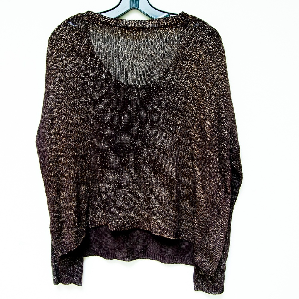 Vince Mesh Black/Metallic Gold Sweater Size M - Picture 2 of 6